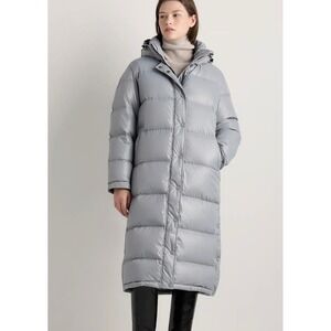Quince Responsible Goose Down Long Puffer Jacket with Hood XL Feather Grey NEW!